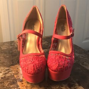 Pink Lace Heels, Size 7